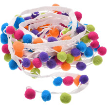 5 Yards Pom Pom Ball Fringe Trim, Ribbon Sewing DIY Crafts Accessory for Home Curtain Clothes Pillow Decoration, Multicolor