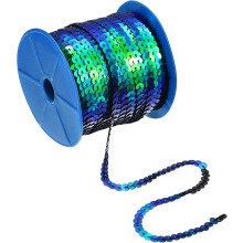 100 Yards 6mm Flat Sequin Strip Spangle Paillette String Ribbon Roll Sequin Trim for Sewing Crafts Costume Embellishments, Dark Blue