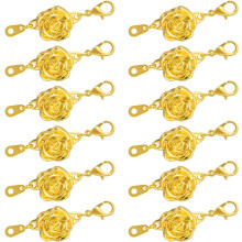 12Pcs Jewelry Clasps, Rose Clasps Locking Closures with Lobster Clasps for Bracelet Necklace Jewelry Making, Gold