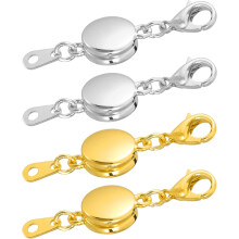 4Pcs Jewelry Clasps, Oblate Clasps Locking Closures with Lobster Clasps for Bracelet Necklace Jewelry Making (Silver, Gold)