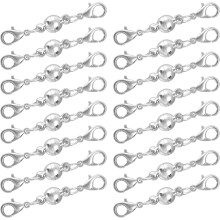 16Pcs Jewelry Clasps, Ball Clasps Locking Closures with Lobster Clasps for Bracelet Necklace Jewelry Making (6mm Silver)