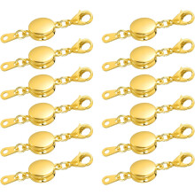12Pcs Jewelry Clasps, Oblate Clasps Locking Closures with Lobster Clasps for Bracelet Necklace Jewelry Making (Gold)
