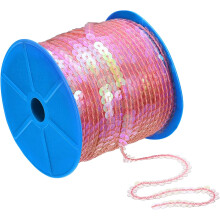 100 Yards 6mm Flat Sequin Strip Spangle Paillette String Ribbon Roll Sequin Trim for Sewing Crafts Costume Embellishments, Clear Purple