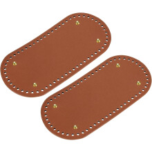 Oval Bag Bottom Shaper Pad, 2Pcs 9.84"x4.72" PU Leather Purse Cushion Base for DIY Knitting Crochet Bag Making (Brown)