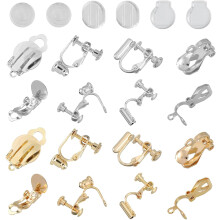 16pcs Clip-on Earring Converter with Silicon Earring Pads - Clip-on Earring Findings, Earring Clips for Non-Pierced Ears with Easy Open Loop (White &