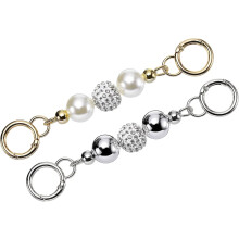 Purse Strap Extender, 2Pcs 14.5cm/5.7" Artificial Pearl Bag Short Chain Replacement for Women Handbag Shoulder Crossbody Bag (Silver)