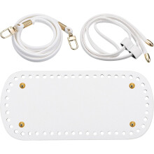 Leather Bag Backpack Making Set, 3Pcs Leather Purse Making Kit with Bag Bottom, Shoulder Strap, Drawstring for DIY Bag Making, White