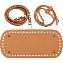 Leather Bag Backpack Making Set, 3Pcs Leather Purse Making Kit with Bag Bottom, Shoulder Strap, Drawstring for DIY Bag Making, Brown