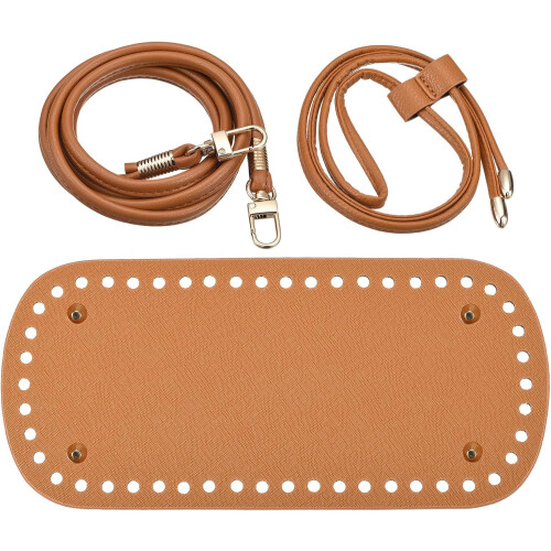 Leather Bag Backpack Making Set, 3Pcs Leather Purse Making Kit with Bag Bottom, Shoulder Strap, Drawstring for DIY Bag Making, Brown