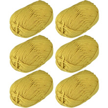 Acrylic Yarn Skeins, 300g/10.58oz (6 Pack of 50g) Soft Crochet Yarns for Knitting and Crocheting Craft Project, Dark Yellow