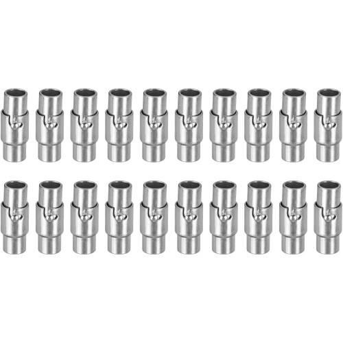 Leather Cord End Clasp, 20 Pcs 4mm Hole Leather Clasps, Silver