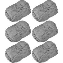 Acrylic Yarn Skeins, 300g/10.58oz (6 Pack of 50g) Soft Crochet Yarns for Knitting and Crocheting Craft Project, Dark Grey