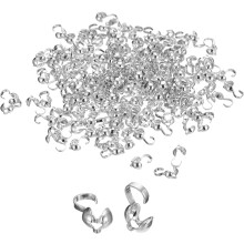 200Pcs Open Bead Tips Knot Covers, Metal Clamshell Crimp Fold-Over Calotte Ends Caps for Jewelry Making DIY Crafts (4mm/0.16 Inch Cup, Silver)