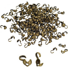 400Pcs Open Bead Tips Knot Covers, Metal Clamshell Crimp Fold-Over Calotte Ends Caps for Jewelry Making DIY Crafts (4mm/0.16 Inch Cup, Bronze)