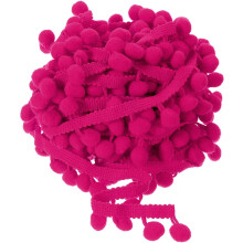 20 Yards Pom Pom Ball Fringe Trim, Ribbon Sewing Accessory DIY Crafts for Home Curtain Clothes Pillow Decoration (12mm, Fuchsia)
