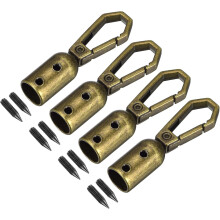 Cord End Cap, 4Pcs 8mm/0.32" End Cap Barrel Beads Terminators Cord with Screws Finding for Tassel Jewelry Making Bag Strap DIY, Brown