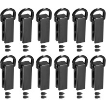 Bag Side Clip Buckle - 12Pcs 0.28" Metal Suspending Handbag Strap Chain Connector with D Ring for DIY, Purse Crossbody Shoulder (Metallic Black, 26mm)