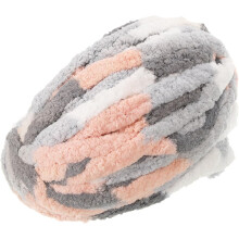 Chunky Yarn, 1Pcs 27m x 2cm - Polyester Blanket Yarn, Hand-Knitted DIY Thick Chenille Yarn for Crocheting Blankets Bags Scarf Hats (Mixed Gray Pink)
