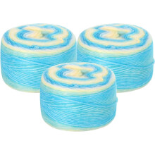 3Pcs 100g Gradient Cake Cotton Yarns, Soft Rainbow Yarn Ball for Knitting and Crocheting Craft Project, Mixed Sky Blue (300g x 3, 245M L Each)