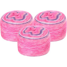 3Pcs 100g Gradient Cake Cotton Yarns, Soft Rainbow Yarn Ball for Knitting and Crocheting Craft Project, Mixed Purple Pink (300g x 3, 245M L Each)