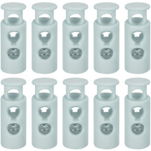 30Pcs Plastic Cord Lock Draw String Double Hole Spring Toggle Stoppers Spring Stop for Backpack Shoelaces Drawstrings, 4mm Lake Blue