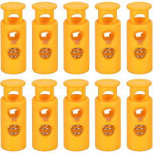 30Pcs Plastic Cord Lock Draw String Double Hole Spring Toggle Stoppers Spring Stop for Backpack Shoelaces Drawstrings, 4mm Yellow