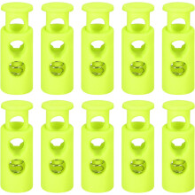 30Pcs Plastic Cord Lock Draw String Double Hole Spring Toggle Stoppers Spring Stop for Backpack Shoelaces Drawstrings, 4mm Bright Green