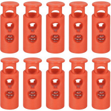 30Pcs Plastic Cord Lock Draw String Double Hole Spring Toggle Stoppers Spring Stop for Backpack Shoelaces Drawstrings, 4mm Orange