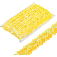 10 Yards 0.8 Inch Elastic Sequins Trim Stretch Flat Sequin Paillette Fabric Ribbon Trim Strip for Crafts Sewing Costume Dress, Yellow
