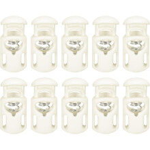 30Pcs Plastic Cord Lock Draw String Single Hole Spring Toggle Stoppers Spring Stop for Backpack Shoelaces Drawstrings, 5.5x3mm White