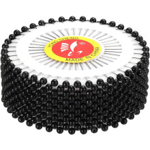 Sewing Pins 480pcs Round Pearl Head Dressmaking Corsage Pins Straight Pins for Wedding Sewing Decoration DIY Craft, Black