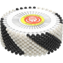 Sewing Pins 480pcs Round Pearl Head Dressmaking Corsage Pins Straight Pins for Wedding Sewing Decoration DIY Craft, Black and White