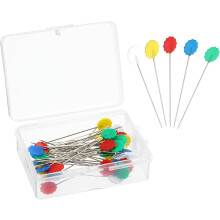 Straight Pins 200pcs Multicolor Straight Quilting Pins Dark Color Flower Head Sewing Pins for Dressmaker, DIY Craft, Sewing Project