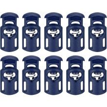 30Pcs Plastic Cord Lock Draw String Single Hole Spring Toggle Stoppers Spring Stop for Backpack Shoelaces Drawstrings, 5.5x3mm Dark Blue