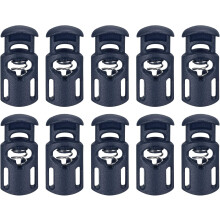 30Pcs Plastic Cord Lock Draw String Single Hole Spring Toggle Stoppers Spring Stop for Backpack Shoelaces Drawstrings, 5.5x3mm Navy Blue