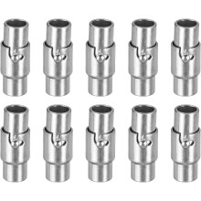 Leather Cord End Clasp, 10 Pcs 4mm Hole Leather Clasps, Cord End Caps Closures for Jewelry Making DIY Crafts, Silver