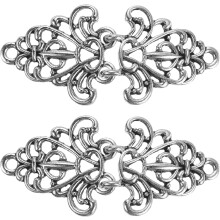 Cloak Clasp Sew on Hooks and Eyes, Vintage Flower Cape Clasps Sweater Shawl Collar Cardigan Buckles