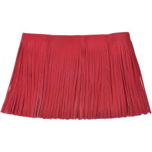 2 Yards 8 Inch PU Faux Leather Fringe Trim Double Side Leather Sewing Tassel Fringe for DIY Sewing Dress Crafts Skirt Decoration, Red