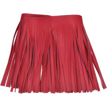 2 Yards 6 Inch PU Faux Leather Fringe Trim Double Side Leather Sewing Tassel Fringe for DIY Sewing Dress Crafts Skirt Decoration, Red