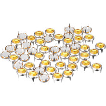 50Pcs Rhinestone Stud Refills, 8mm Dazzling 4 Claw Nailhead Studs Embellishments Decorative Rivets for DIY Leather Craft Clothes Bag Belt (Champagne)