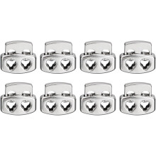 Spring Cord Lock End Toggle, 8Pcs Double Hole Spring Stopper Alloy Fastener Slider Toggles Clip for Drawstrings, Shoelaces, Bags (Silver White)