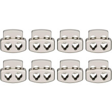 Spring Cord Lock End Toggle, 8Pcs Double Hole Spring Stopper Alloy Fastener Slider Toggles Clip for Drawstrings, Shoelaces, Bags (Silver Tone)