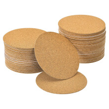 100 Pcs Self-Adhesive Cork Round, 3'' x 3'' Cork Tiles Backing Sheets Cork Coasters for DIY Crafts, Brown,(a23101100ux0962)