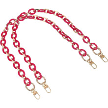 2Pcs Purse Chain Strap, 24 Inch Acrylic Purse Chain Handle Purse Replacement Chain with Metal Buckles for Wallets Crossbody Bag Handbags (Rose Red + G