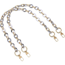 2Pcs Purse Chain Strap, 24 Inch Acrylic Purse Chain Handle Purse Replacement Chain with Metal Buckles for Wallets Crossbody Bag Handbags (White + Gold