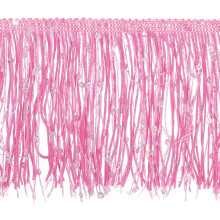 1 Yard of 10cm/4" Sequin Fringe Trim Sparkling DIY Fringe Tassel Trim Ribbon for Costume Clothes DIY Sewing Crafts Decoration, (2.95 ft/0.9m) Pink