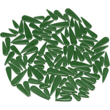 Ceramic Mosaic Tiles, 200g Teardrop Flower Leaves Tiles Mosaic Blocks for Art Craft and Home Decorations, Dark Green