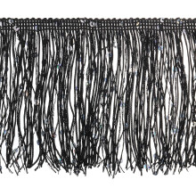 2 Yards of 10cm/4" Sequin Fringe Trim Sparkling DIY Fringe Tassel Trim Ribbon for Costume Clothes DIY Sewing Crafts Decoration, (5.9 ft/1.8m) Black