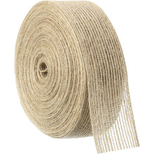 1 Roll Natural Burlap Fabric Ribbon 1-1/4 Inch Burlap Wired Ribbon Tan Jute Linen Rustic Ribbon Rolls for DIY Crafts Home Decoration