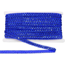 15 Yards 0.4 Inch Metallic Sequin Trim Sparkle Braid Ribbon Sequin Trim Sewing Ribbon for Sewing Craft Dress Costumes, Dark Blue